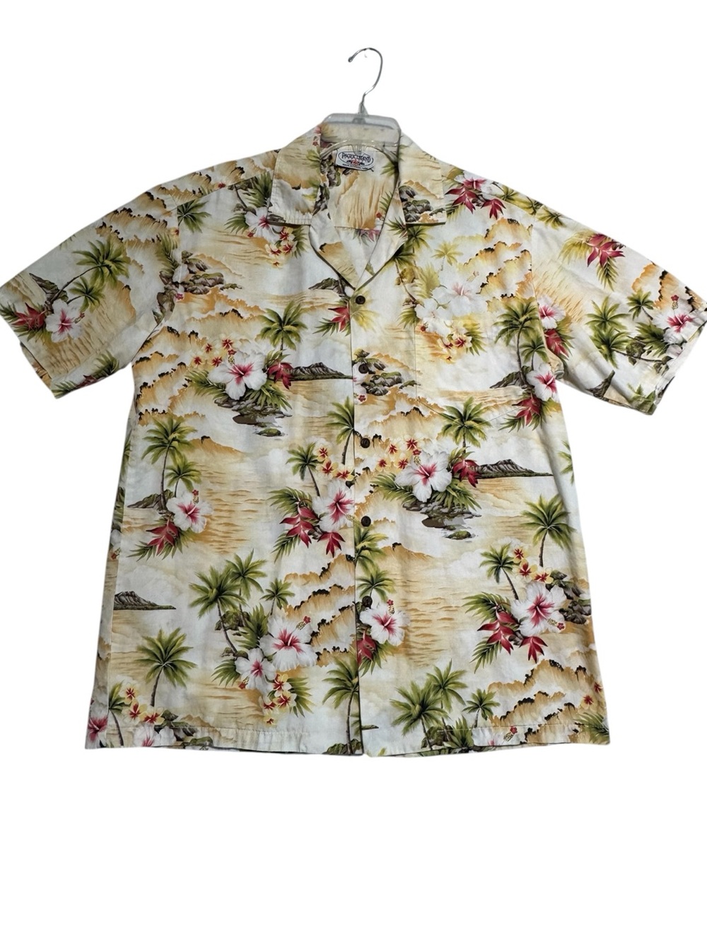Pacific Legend Men's Hawaiian Shirt Large Hookipa Hibiscus Floral Beach Cotton L